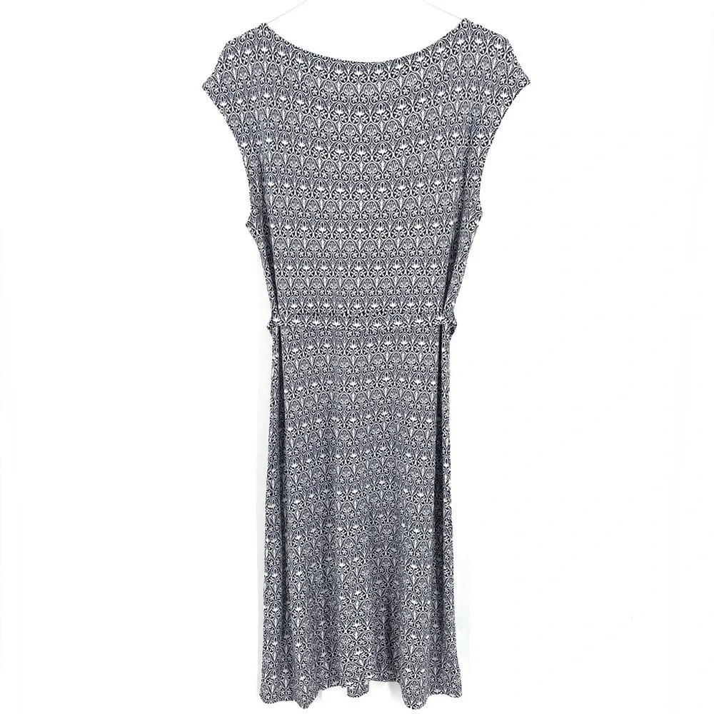 Tory Burch Jamie Jersey Knit Cap Sleeve in Navy Blue Combo Business Pencil Dress